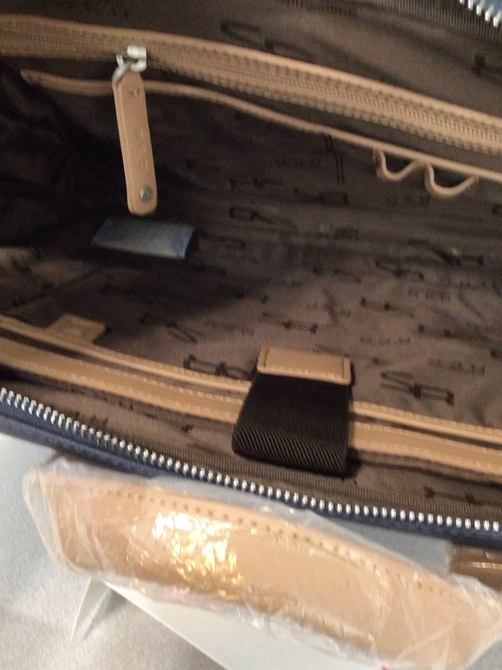 SAMSONITE  Navy and Tan Laptop Briefcase MESSENGER